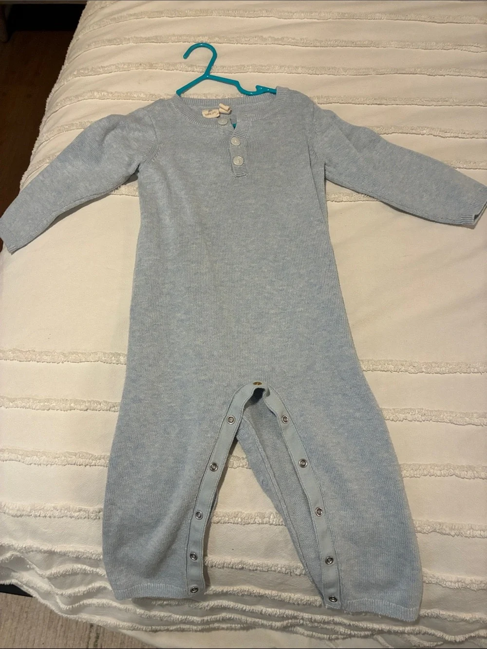 GAP Light Blue Knit Baby Footie One-Piece